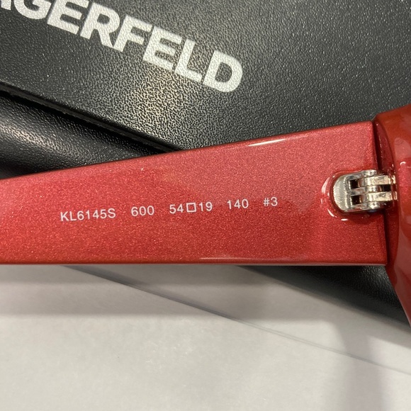 ❤️ Karl Lagerfeld NWOT Red Sunglasses Gray Lens With Case NEW - Picture 6 of 8